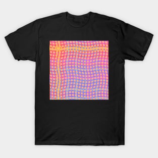 Wavy Plaid Rainbow on Soft Orange Repeat 5748 T-Shirt